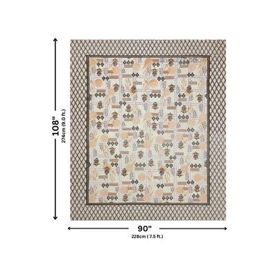 Soft Pastel Check Golden Brown Pure Cotton Double Bedsheet