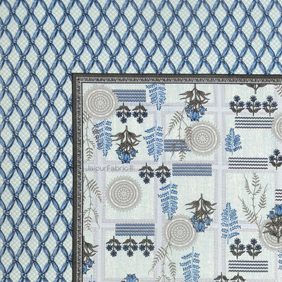 Soft Pastel Check Ocean Blue Pure Cotton Double Bedsheet