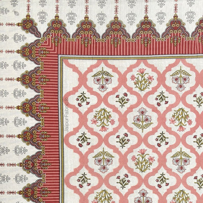 Timeless Red Floral Block Print Pure Cotton Double Bedsheet