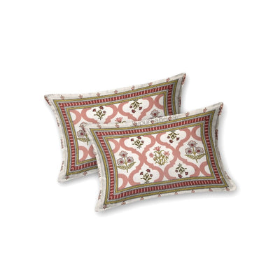 Timeless Red Floral Block Print Pure Cotton Double Bedsheet