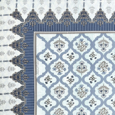 Timeless Elegant Blue Floral Block Print Pure Cotton Double Bedsheet