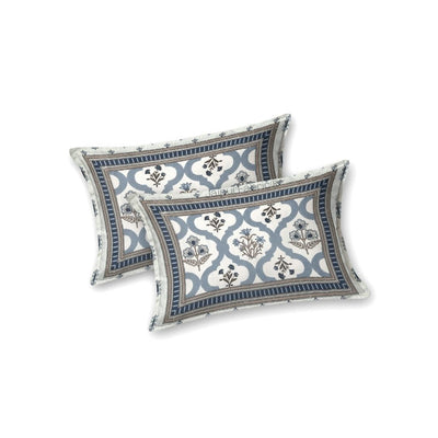 Timeless Elegant Blue Floral Block Print Pure Cotton Double Bedsheet