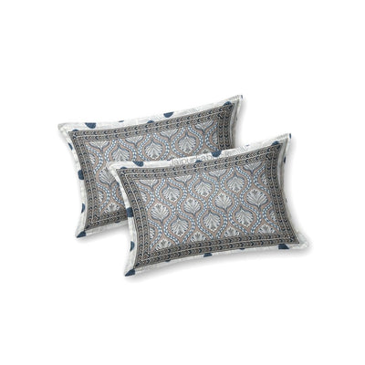 Charming Grey and Blue Polka Dot Pure Cotton Double Bedsheet