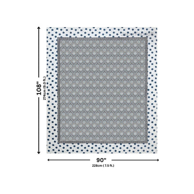 Charming Grey and Blue Polka Dot Pure Cotton Double Bedsheet