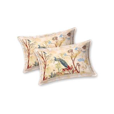 Mayur Mahal Peacock Sunehri Beige Bedsheet