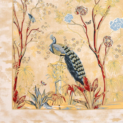 Mayur Mahal Peacock Sunehri Beige Bedsheet