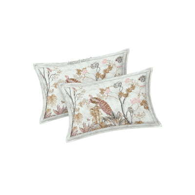 Mayur Mahal Peacock Pearl Grey Bedsheet