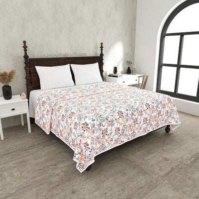 Paisley Trails Mauve Combo of Pure Cotton Double Bedsheet and Double Bed Dohar
