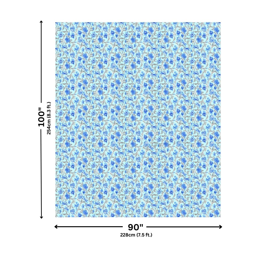 Botanica Sky Blue Combo of Pure Cotton Double Bedsheet and Double Bed Dohar