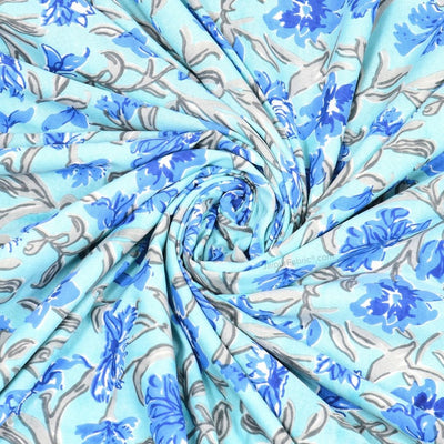 Botanica Sky Blue Combo of Pure Cotton Double Bedsheet and Double Bed Dohar