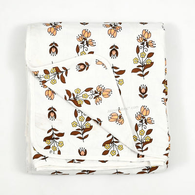 Pure Cotton Double Bed Dohar Anokhi Print – Champa Stripes Brown & Yellow