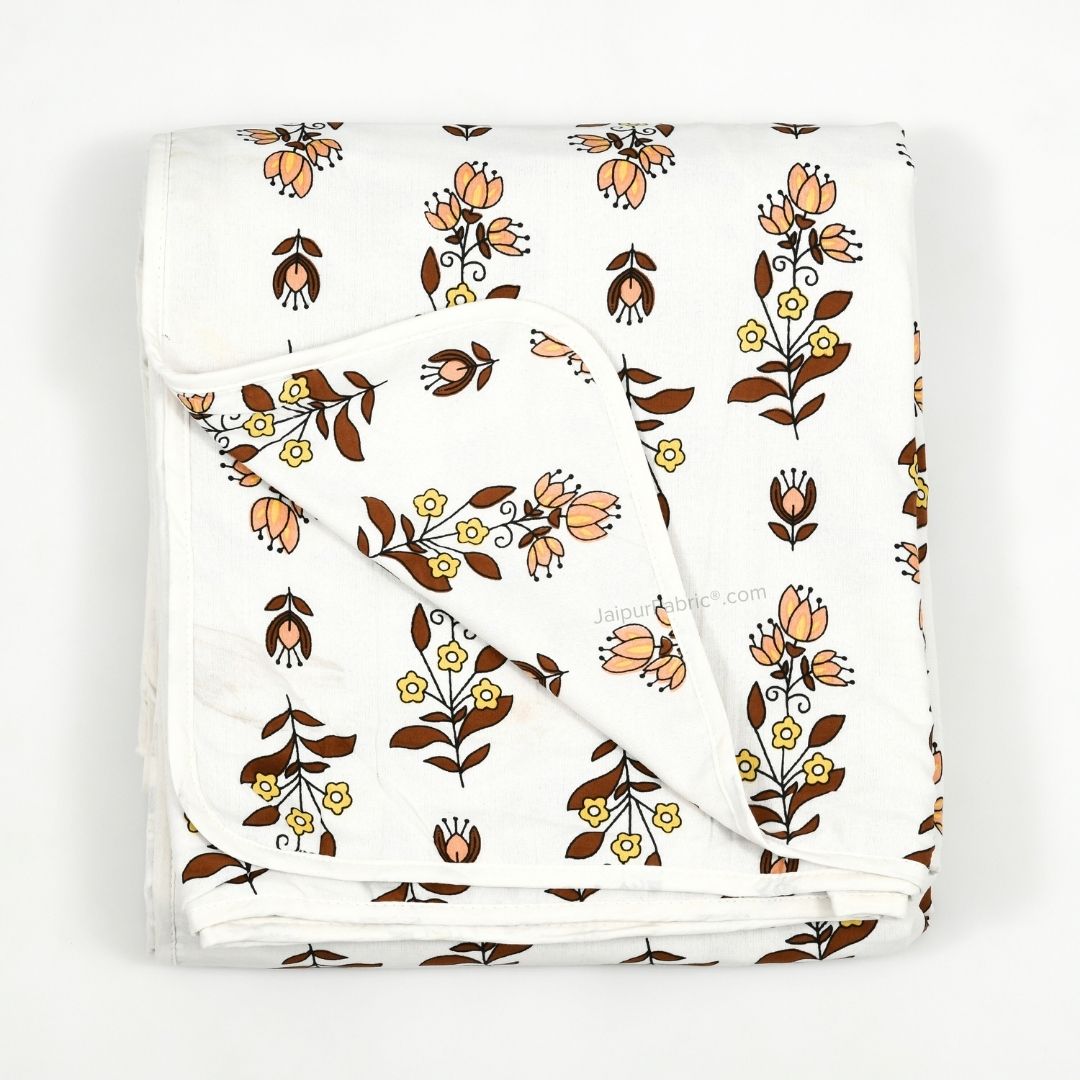 Lotus Vine Rust Brown Combo of Pure Cotton Double Bedsheet and Double Bed Dohar