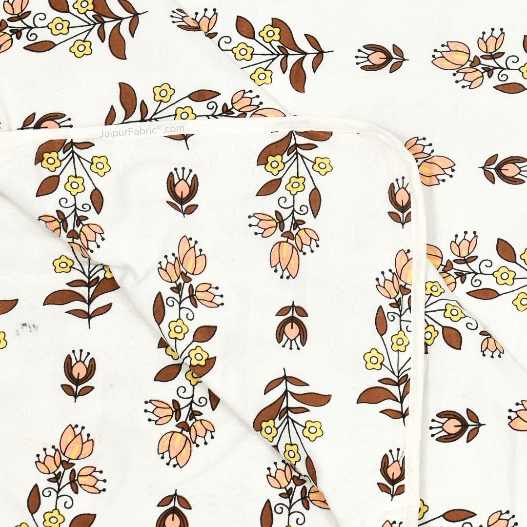 Pure Cotton Double Bed Dohar Anokhi Print – Champa Stripes Brown & Yellow