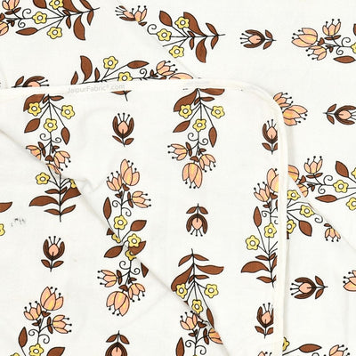 Pure Cotton Double Bed Dohar Anokhi Print – Champa Stripes Brown & Yellow