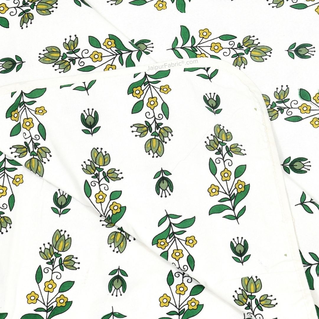 Pure Cotton Double Bed Dohar Anokhi Print – Champa Stripes Green & Yellow