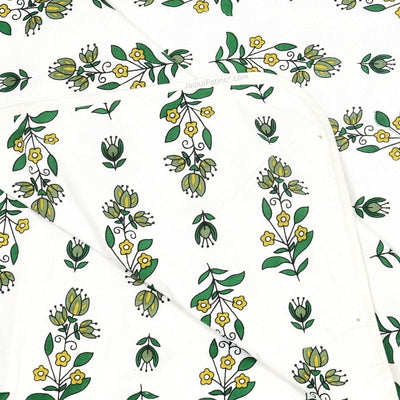 Pure Cotton Double Bed Dohar Anokhi Print – Champa Stripes Green & Yellow
