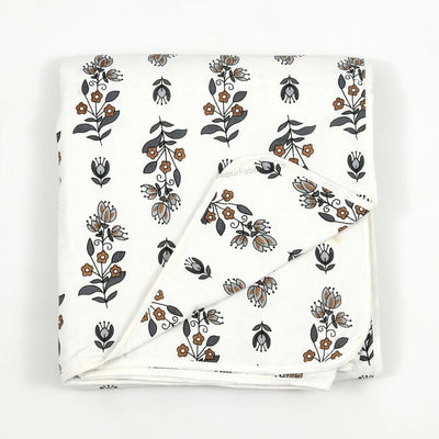 Lotus Vine Indigo White Combo of Pure Cotton Double Bedsheet and Double Bed Dohar