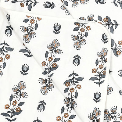 Pure Cotton Double Bed Dohar Anokhi Print – Champa Stripes Grey & Mustard