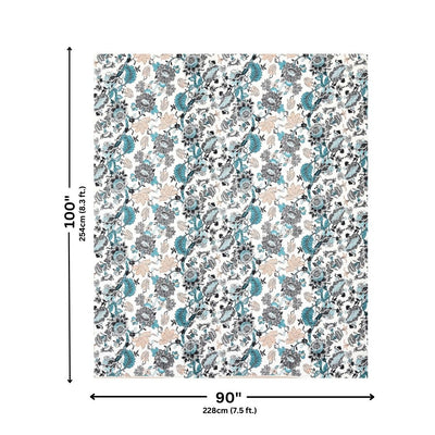 Botanica Teal Grey Combo of Pure Cotton Double Bedsheet and Double Bed Dohar