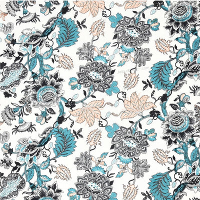 Pure Cotton Double Bed Dohar Anokhi Print – Mayura Floral Black & Teal