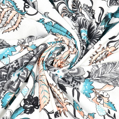 Botanica Teal Grey Combo of Pure Cotton Double Bedsheet and Double Bed Dohar