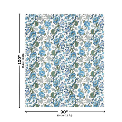 Botanica Blue Green Combo of Pure Cotton Double Bedsheet and Double Bed Dohar