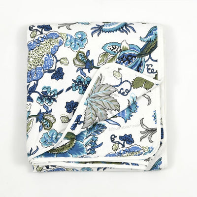 Botanica Blue Green Combo of Pure Cotton Double Bedsheet and Double Bed Dohar