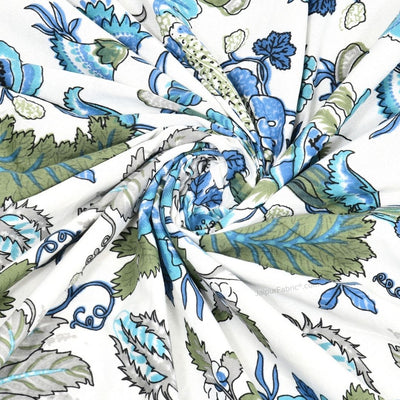 Botanica Blue Green Combo of Pure Cotton Double Bedsheet and Double Bed Dohar