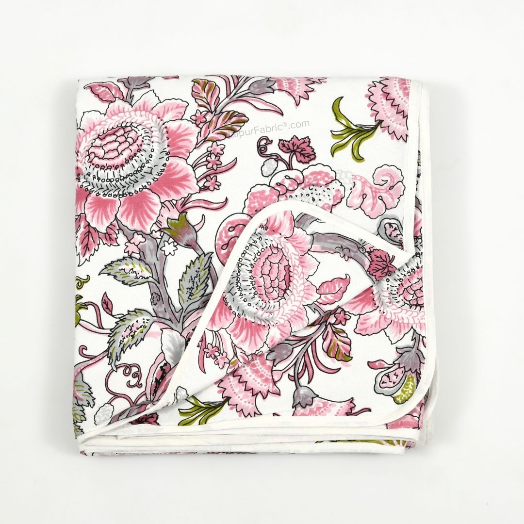 Bloom Pink Combo of Pure Cotton Double Bedsheet and Double Bed Dohar