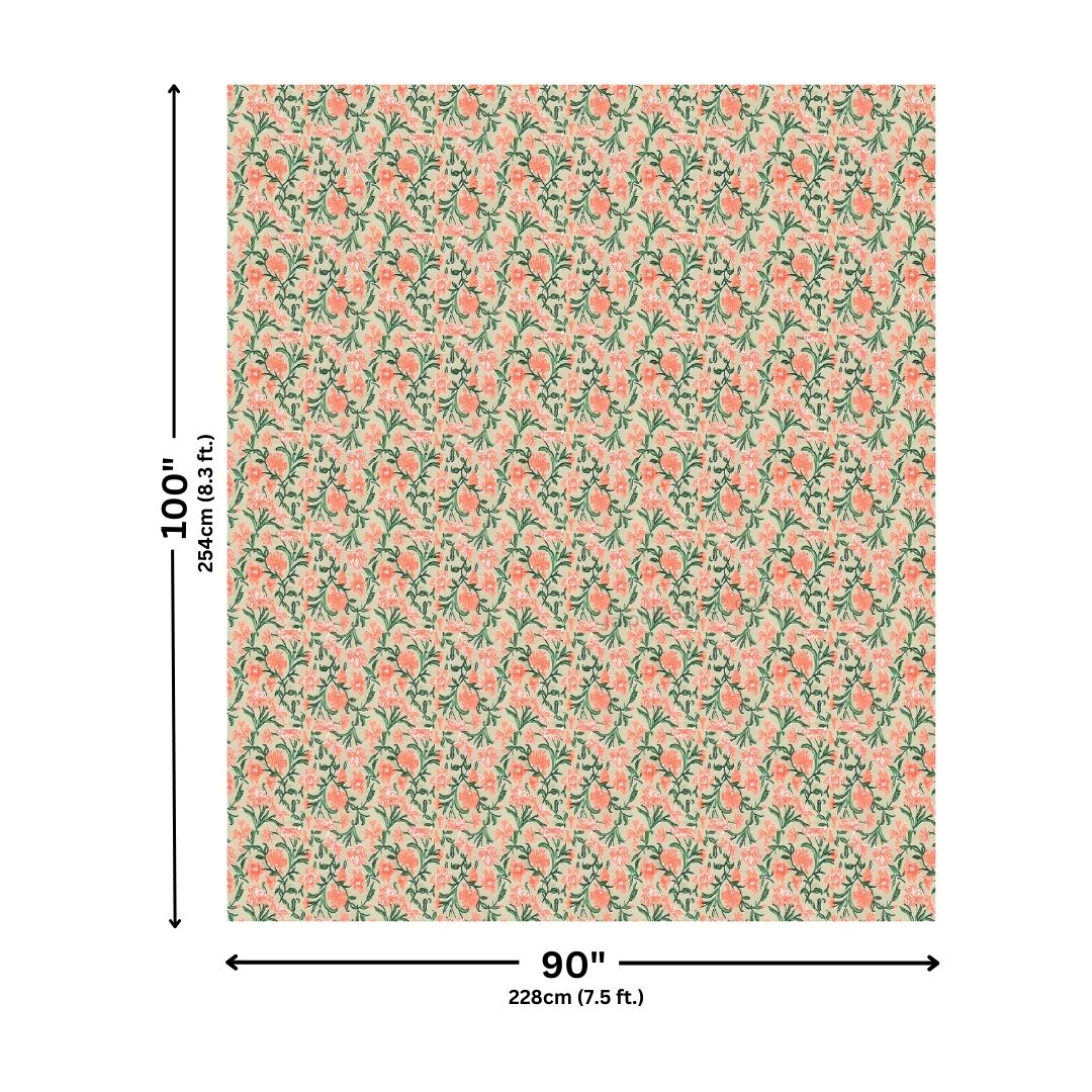 Bloom Coral Combo of Pure Cotton Double Bedsheet and Double Bed Dohar