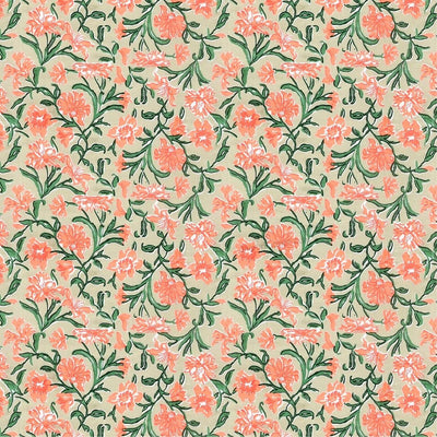 Pure Cotton Double Bed Dohar Anokhi Print – Kesariya Bloom Orange & Green