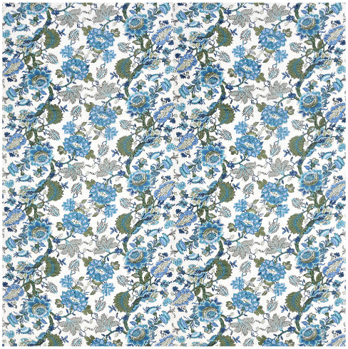 Classic Blue & White Floral with Lattice Border Double Bed Reversible Quilt Comforter