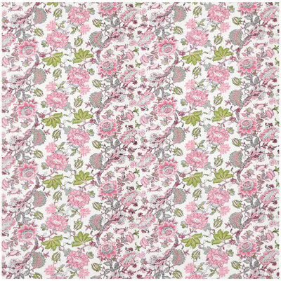 Vibrant Pink Floral Print with Geometric Border Double Bed Reversible Quilt Comforter