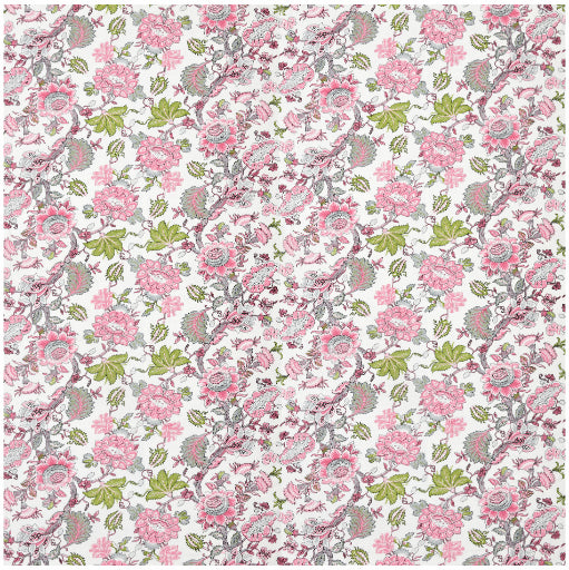 Vibrant Pink Floral Print with Geometric Border Double Bed Reversible Quilt Comforter