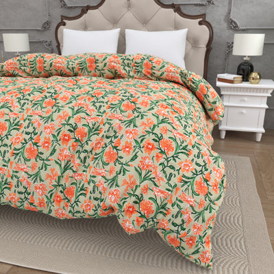 The Tangerine Vine Double Bed Reversible Quilt Comforter