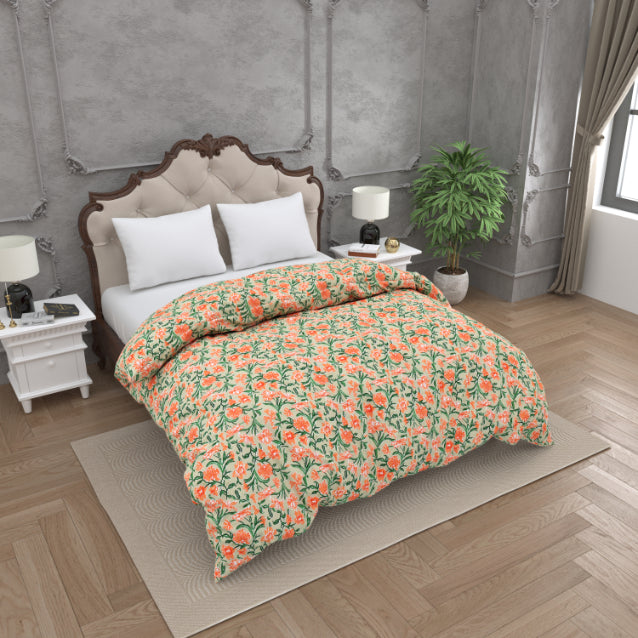 The Tangerine Vine Double Bed Reversible Quilt Comforter