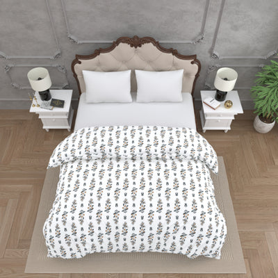 Sophisticated Grey & Black Small Motif Print Double Bed Reversible Quilt Comforter