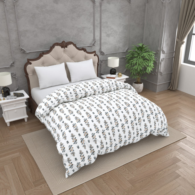 Sophisticated Grey & Black Small Motif Print Double Bed Reversible Quilt Comforter