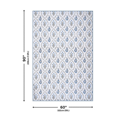 Nebulous Blue Block Print 400 TC Pure Premium MulMul Cotton Single Bed Dohar