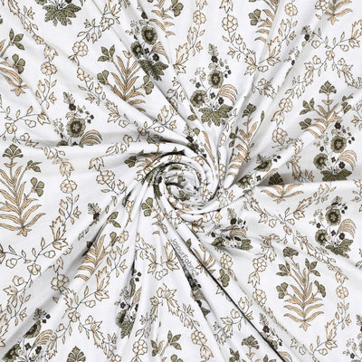 Nebulous Green Block Print 400 TC Pure Premium MulMul Cotton Single Bed Dohar