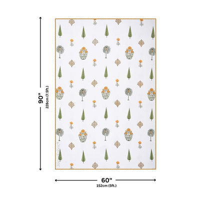 Bamboo Mustard Block Print 400 TC Pure Premium MulMul Cotton Single Bed Dohar