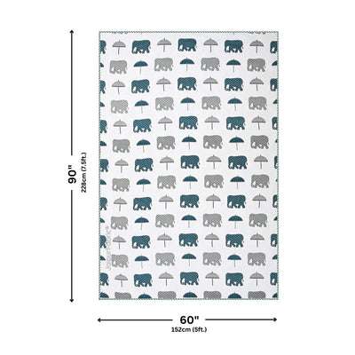 Artistic Green Block Print 400 TC Pure Premium MulMul Cotton Single Bed Dohar