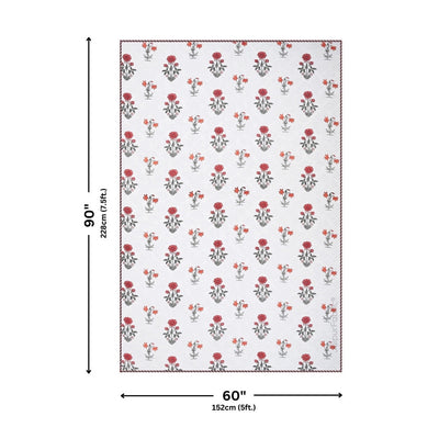 Elegance Cherry Block Print 400 TC Pure Premium MulMul Cotton Single Bed Dohar