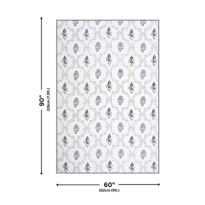 Soothing Calm Blue Block Print 400 TC Pure Premium MulMul Cotton Single Bed Dohar