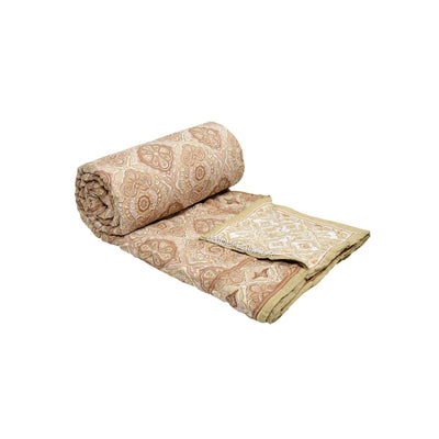 Reversible Quilt Rajai with Golden Corn Dual-Design Print for Stylish Bedrooms