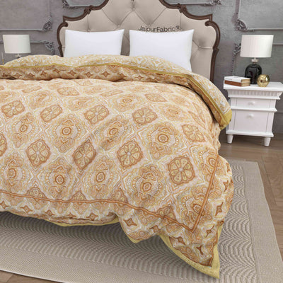 Reversible Quilt Rajai with Golden Corn Dual-Design Print for Stylish Bedrooms
