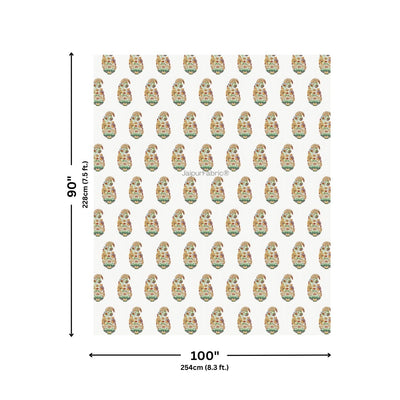 Hand Block Printed Double Bed Quilt Floral Valley Bunai Pattern Indian Kairi Design Double Bed Comforter
