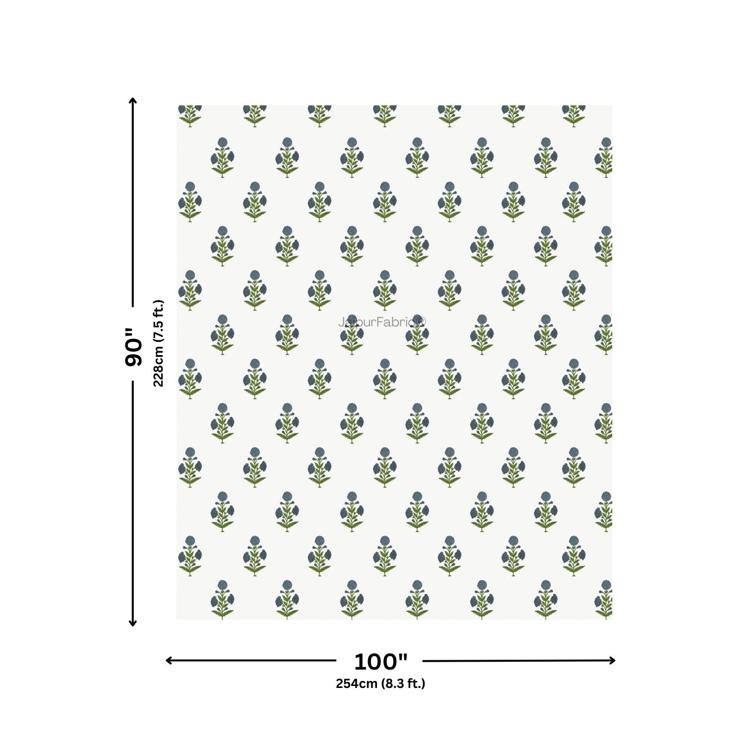 Jaipuri Aachho Hand Block Printed Double Bed Comforter with Blue Floral Blocks