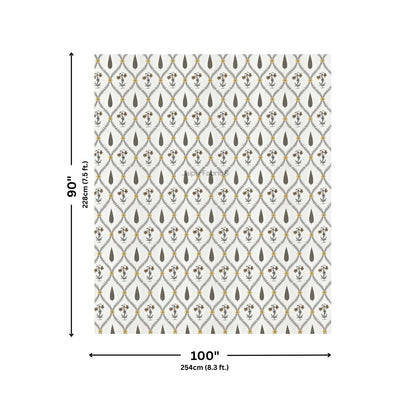 Beautiful Yellow & Grey Pookalam Floral Symphony Rihaa Handblock Printed Double Bed Comforter