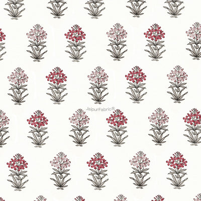 Jaipur Garden Hand Block Printed Red and Pink Floral Double Bed Comforter